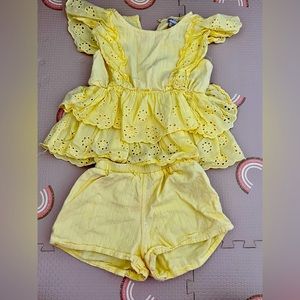 Habitual Girl Yellow Ruffle Top and Short Set 3Y 3T
